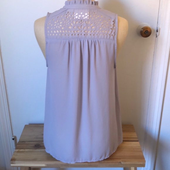 Anthropologie MAEVE lasercut tie front tank blouse - Picture 6 of 7